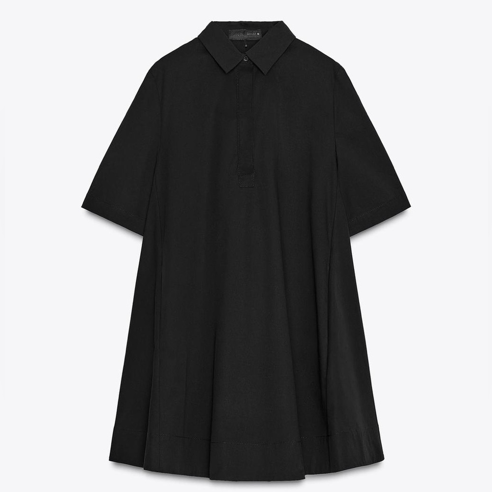 ZARA Short black poplin dress, ZW collection M NWT - Picture 6 of 12